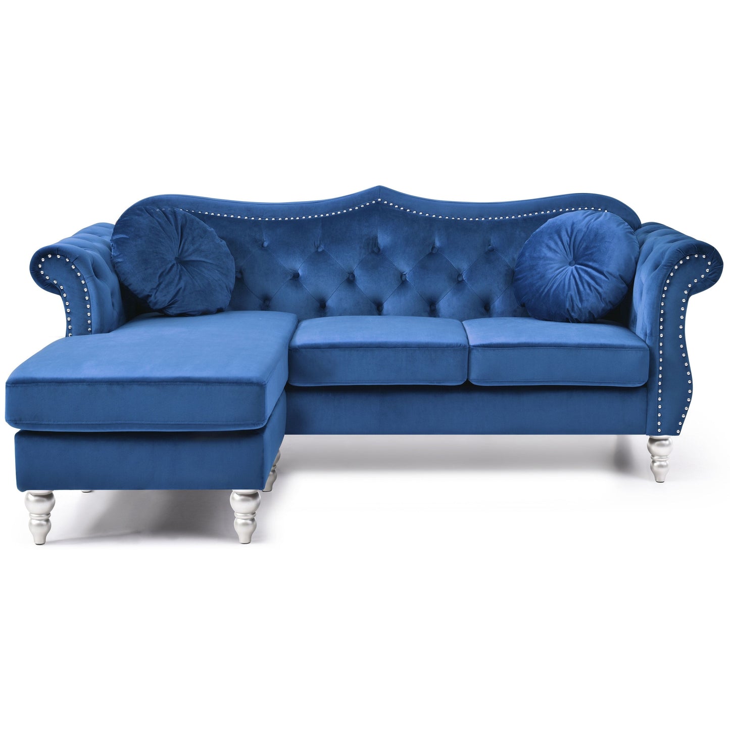 Divano in velluto Hollywood con chaise longue reversibile