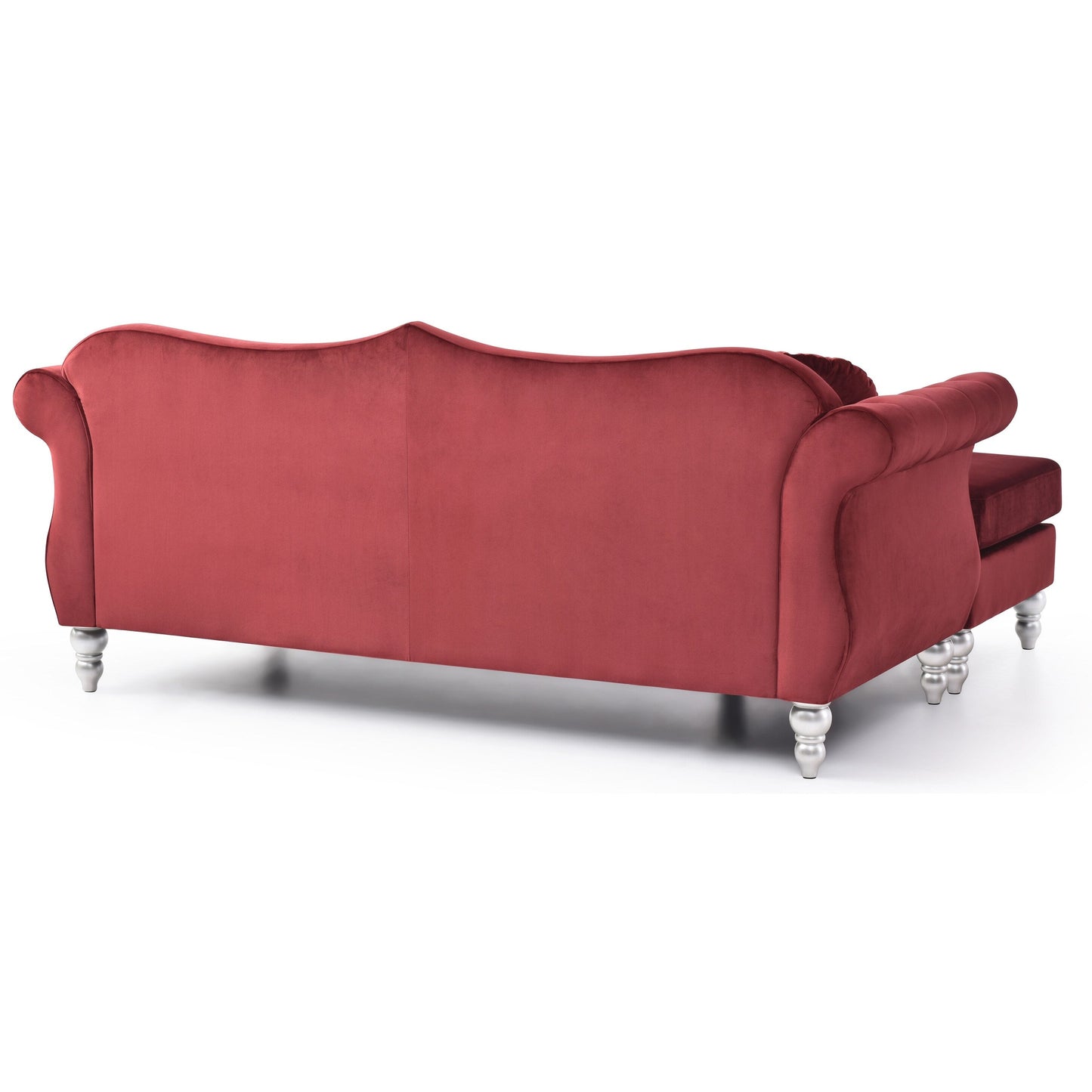 Divano in velluto Hollywood con chaise longue reversibile