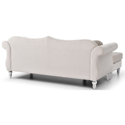 Divano in velluto Hollywood con chaise longue reversibile