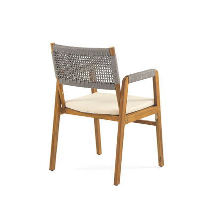 Set da pranzo da esterno Holomn da 7 pezzi in legno di acacia con sedie in corda di Christopher Knight Home