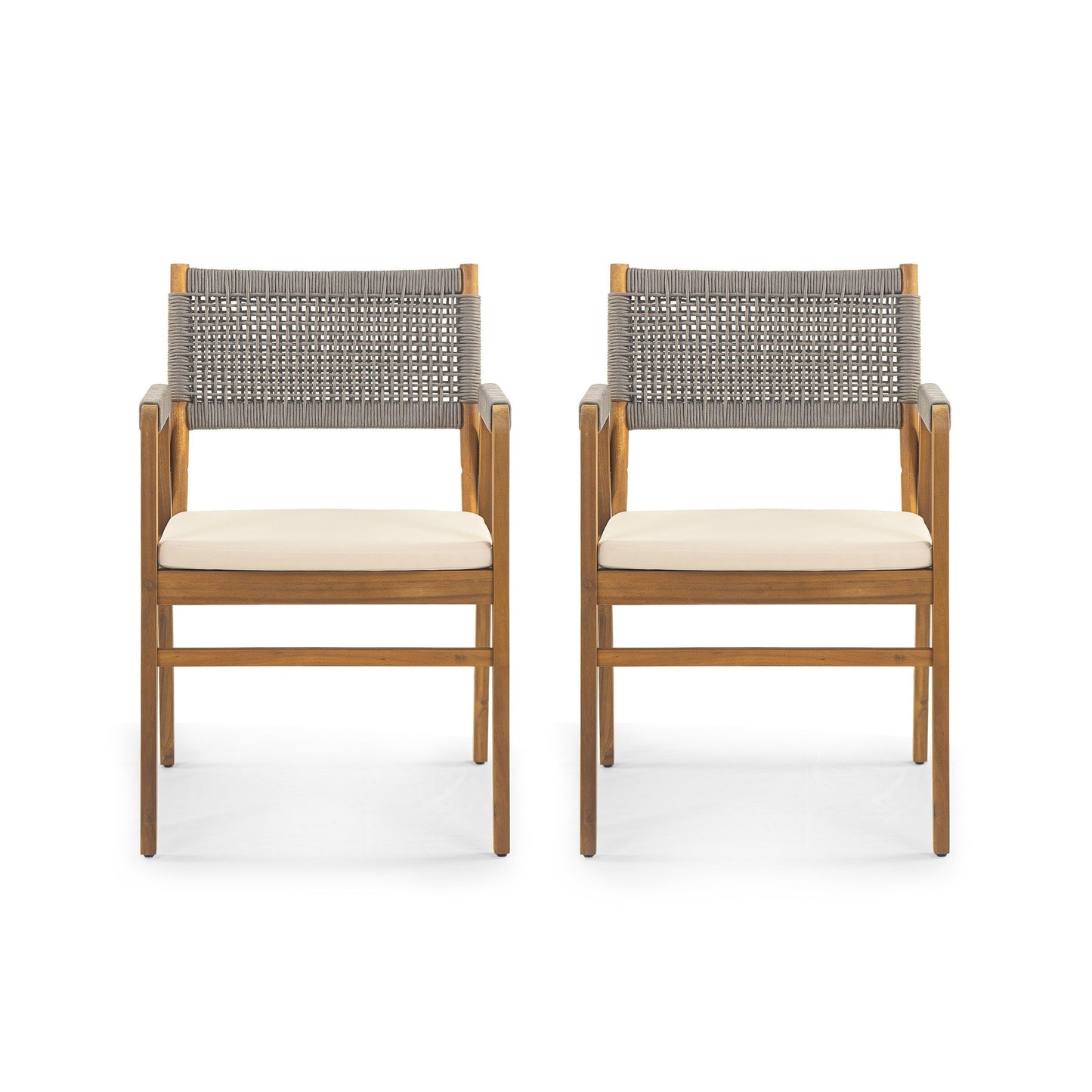 Set da pranzo da esterno Holomn da 7 pezzi in legno di acacia con sedie in corda di Christopher Knight Home