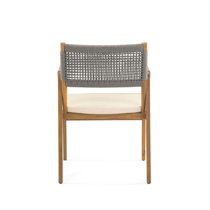 Set da pranzo da esterno Holomn da 7 pezzi in legno di acacia con sedie in corda di Christopher Knight Home