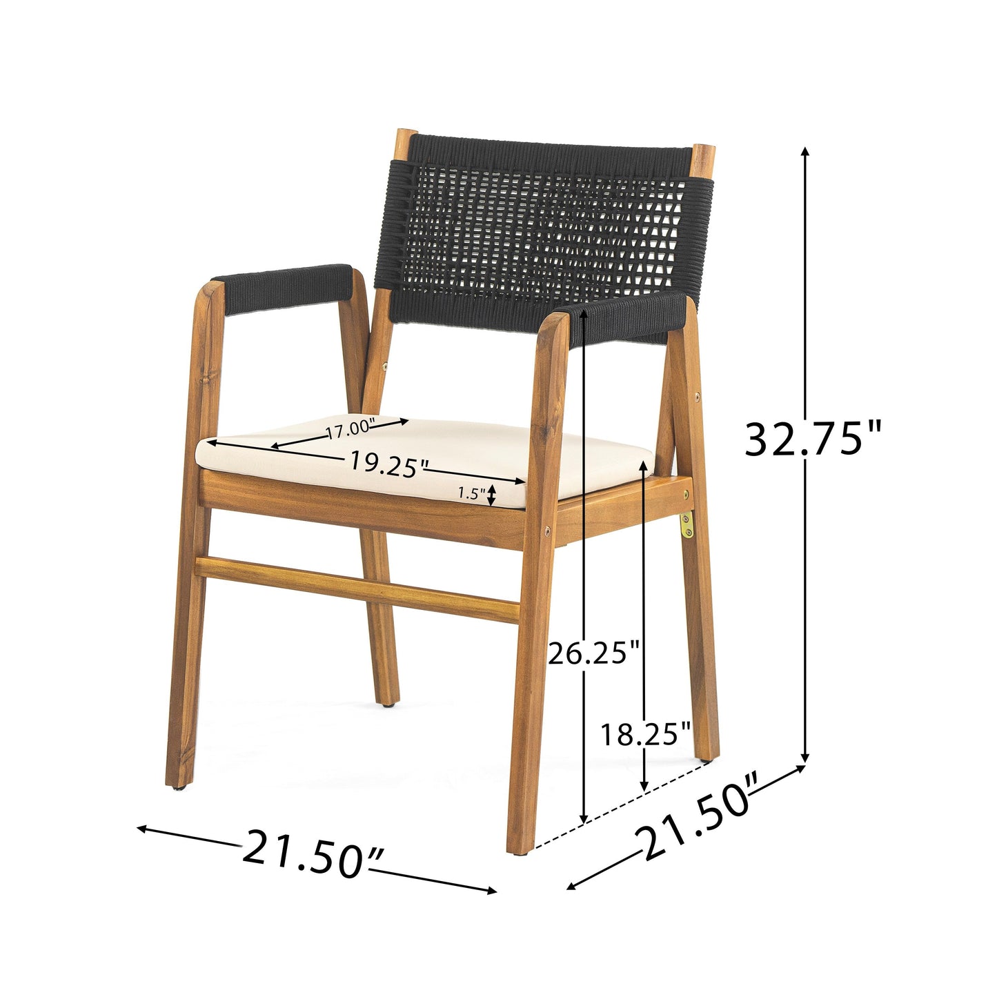 Set da pranzo da esterno Holomn da 7 pezzi in legno di acacia con sedie in corda di Christopher Knight Home