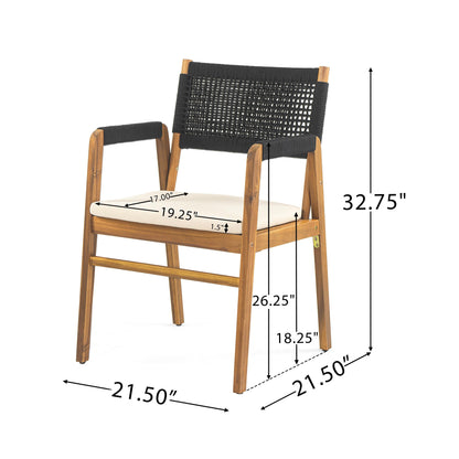 Set da pranzo da esterno Holomn da 7 pezzi in legno di acacia con sedie in corda di Christopher Knight Home