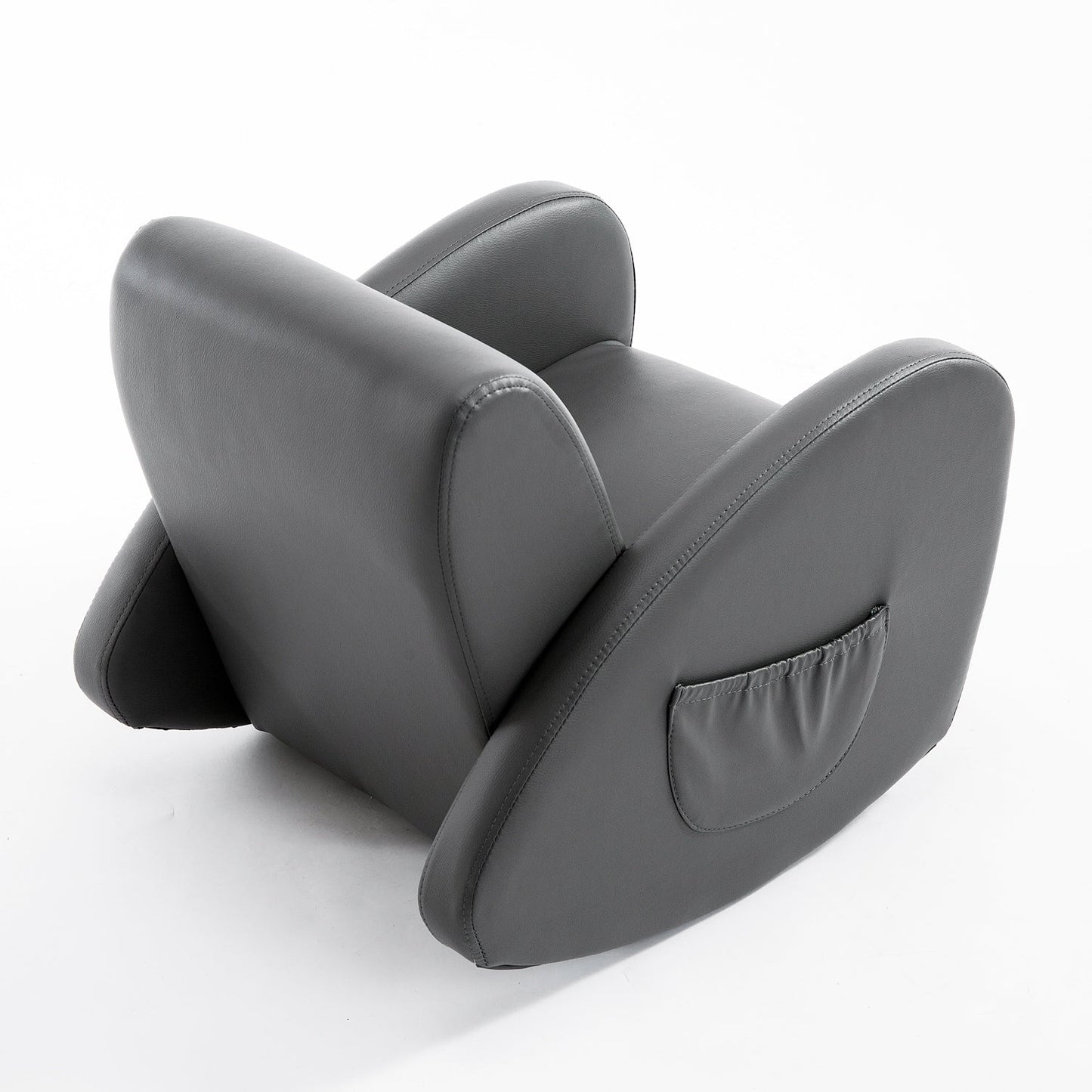 Divano a dondolo per bambini Qaba 20, poltrona con base a dondolo, 2 tasche laterali e materiale PU resistente, grigio