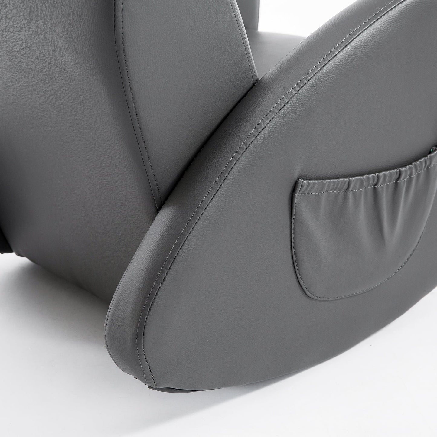 Divano a dondolo per bambini Qaba 20, poltrona con base a dondolo, 2 tasche laterali e materiale PU resistente, grigio