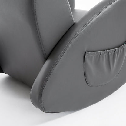 Divano a dondolo per bambini Qaba 20, poltrona con base a dondolo, 2 tasche laterali e materiale PU resistente, grigio