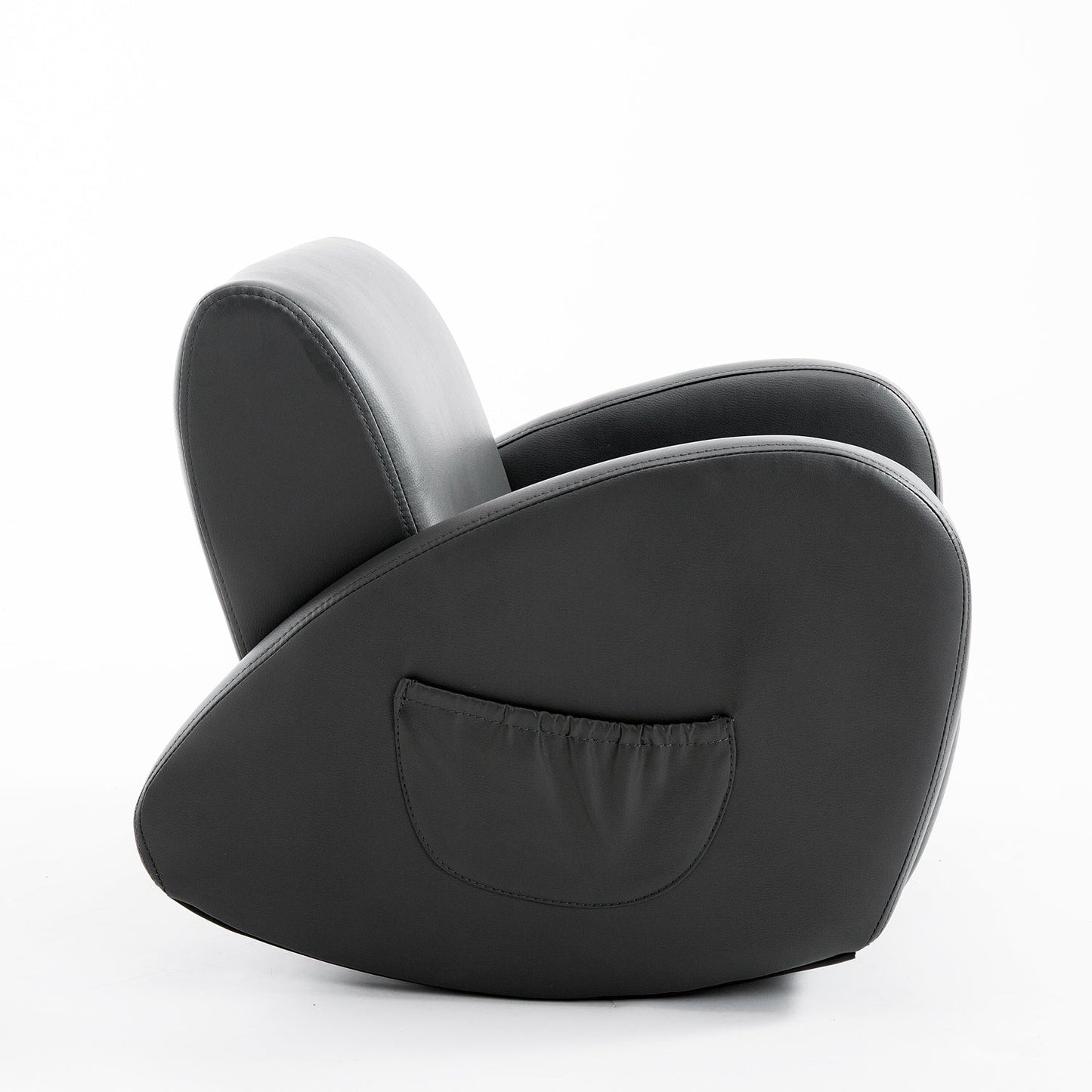 Divano a dondolo per bambini Qaba 20, poltrona con base a dondolo, 2 tasche laterali e materiale PU resistente, grigio