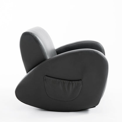 Divano a dondolo per bambini Qaba 20, poltrona con base a dondolo, 2 tasche laterali e materiale PU resistente, grigio