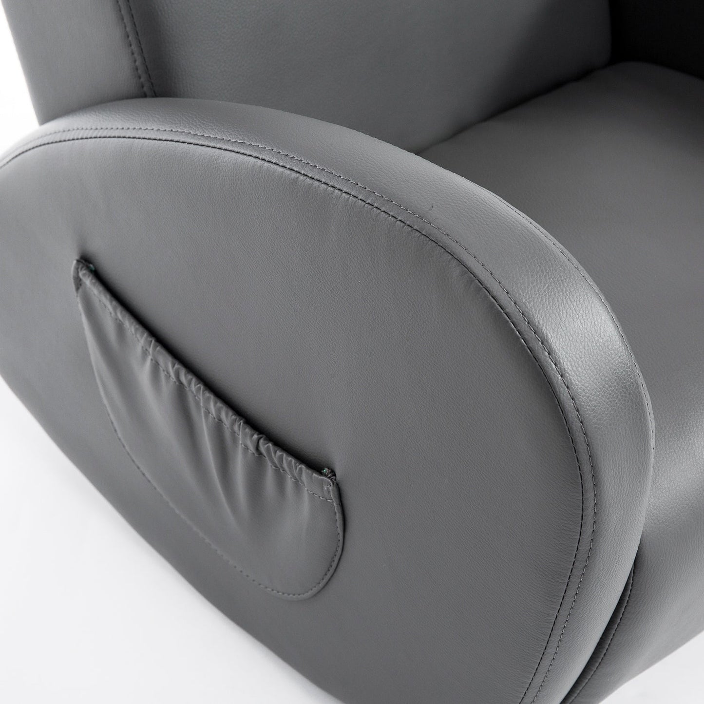 Divano a dondolo per bambini Qaba 20, poltrona con base a dondolo, 2 tasche laterali e materiale PU resistente, grigio