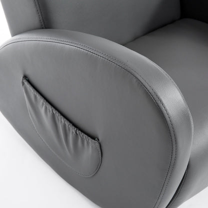 Divano a dondolo per bambini Qaba 20, poltrona con base a dondolo, 2 tasche laterali e materiale PU resistente, grigio