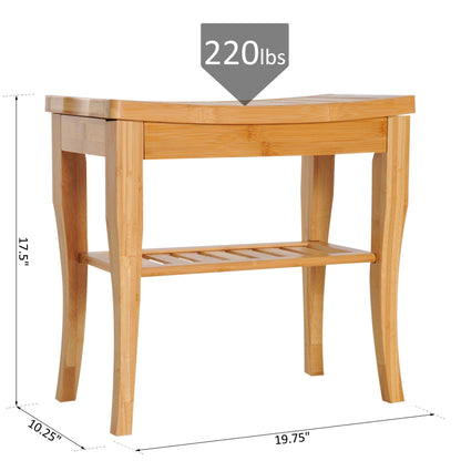 HomCom 20 Sedile per doccia in legno di bambù lungo con ripiano inferiore - 10,25*19,75*17,5