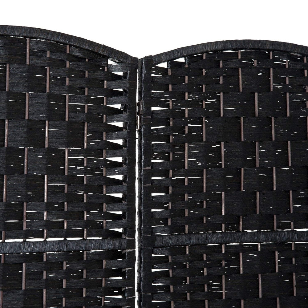 HomCom - Divisorio per la privacy a quattro pannelli in vimini intrecciato alto 6 piedi - Legno nero