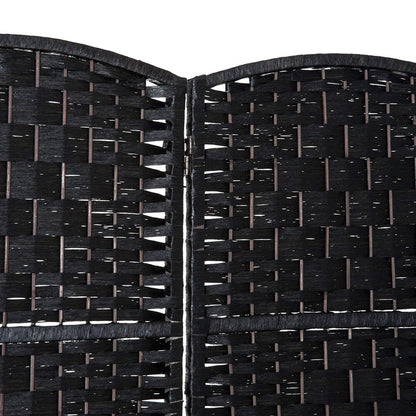 HomCom - Divisorio per la privacy a quattro pannelli in vimini intrecciato alto 6 piedi - Legno nero