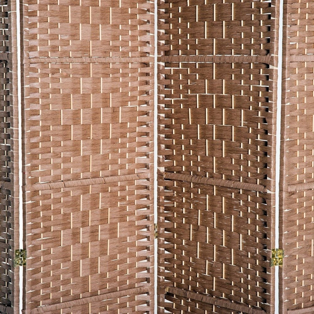 HomCom - Divisorio per la privacy a quattro pannelli in vimini intrecciato alto 6 piedi - Legno biondo naturale