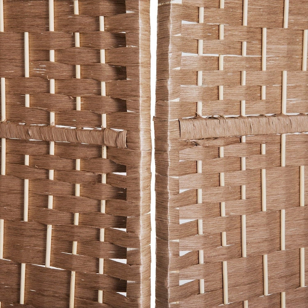 HomCom - Divisorio per la privacy a quattro pannelli in vimini intrecciato alto 6 piedi - Legno biondo naturale