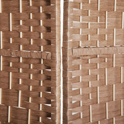 HomCom - Divisorio per la privacy a quattro pannelli in vimini intrecciato alto 6 piedi - Legno biondo naturale