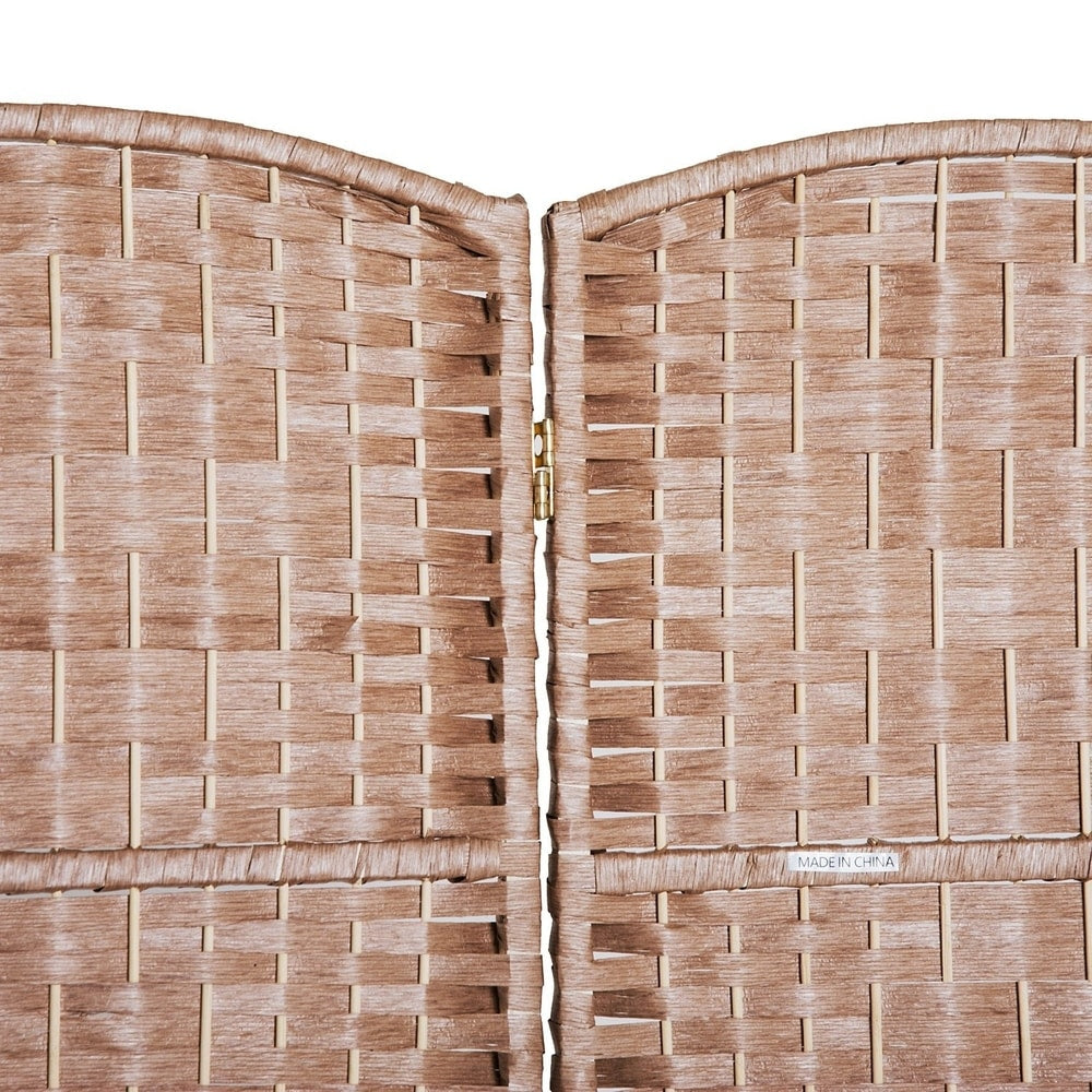 HomCom - Schermo divisorio per la privacy a sei pannelli in vimini intrecciato alto 6 piedi - Legno biondo naturale
