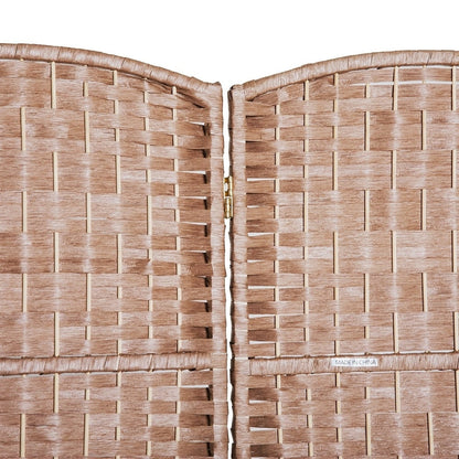 HomCom - Schermo divisorio per la privacy a sei pannelli in vimini intrecciato alto 6 piedi - Legno biondo naturale