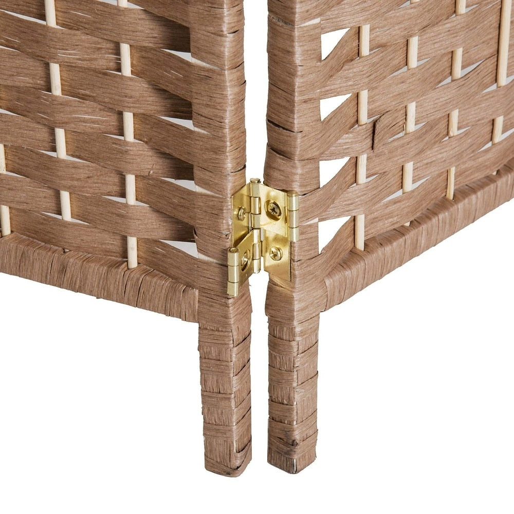 HomCom - Schermo divisorio per la privacy a sei pannelli in vimini intrecciato alto 6 piedi - Legno biondo naturale