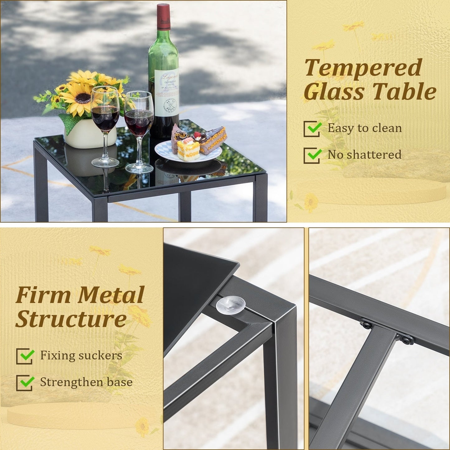 Homall Set da bistrot da esterno in plastica da 3 pezzi, set da conversazione per patio con cuscino e tavolo