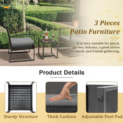 Homall Set da bistrot da esterno in plastica da 3 pezzi, set da conversazione per patio con cuscino e tavolo