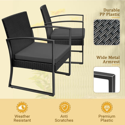 Homall Set da bistrot da esterno in plastica da 3 pezzi, set da conversazione per patio con cuscino e tavolo