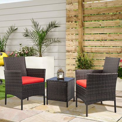 Homall Set di 3 mobili da giardino per patio, sedie in vimini e rattan PE con tavolo