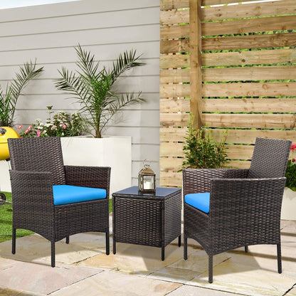 Homall Set di 3 mobili da giardino per patio, sedie in vimini e rattan PE con tavolo