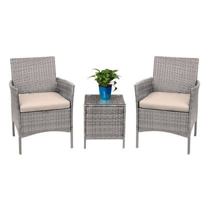 Homall Set di 3 mobili da giardino per patio, sedie in vimini e rattan PE con tavolo