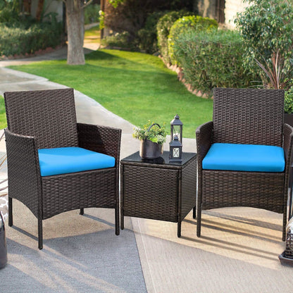 Homall Set di 3 mobili da giardino per patio, sedie in vimini e rattan PE con tavolo