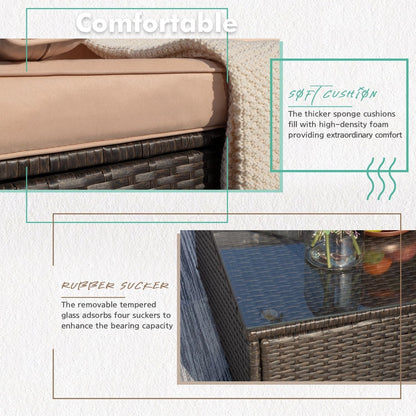 Homall 5 pezzi set di mobili da giardino in vimini divano componibile per esterni in rattan