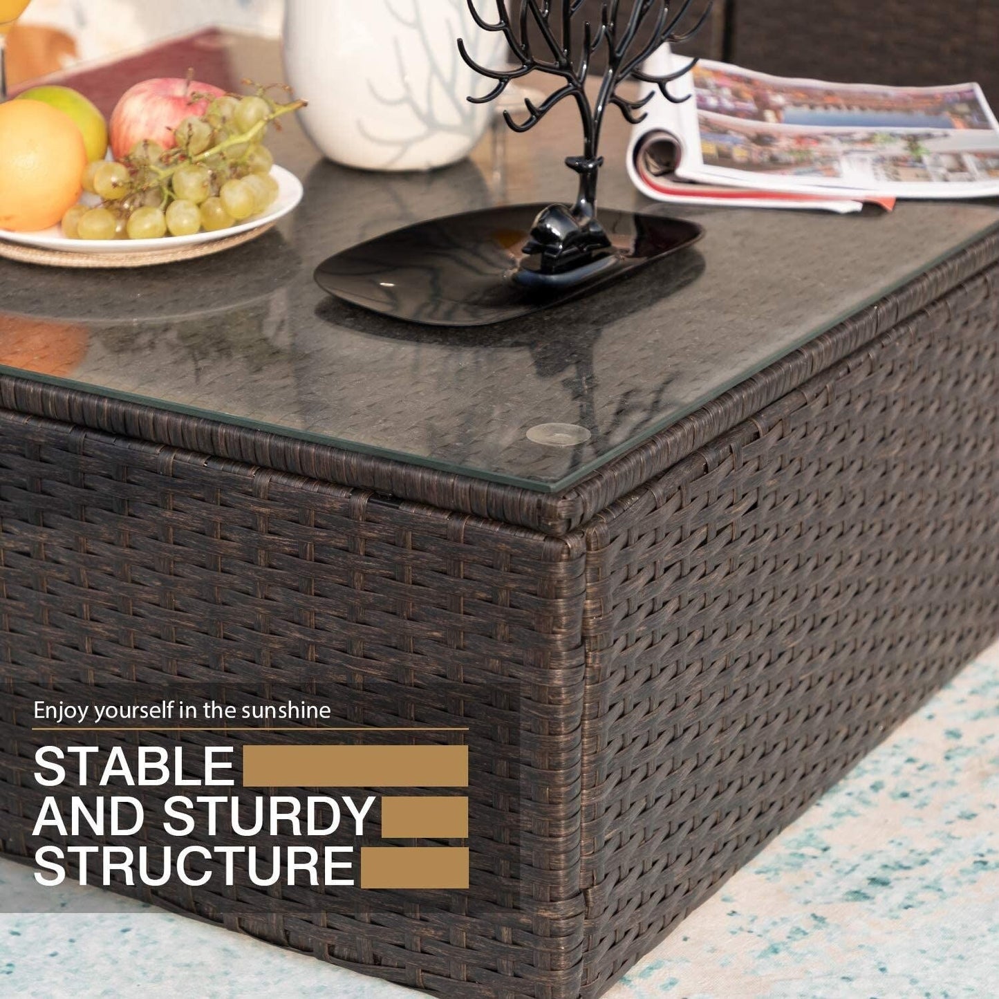 Homall 5 pezzi set di mobili da giardino in vimini divano componibile per esterni in rattan