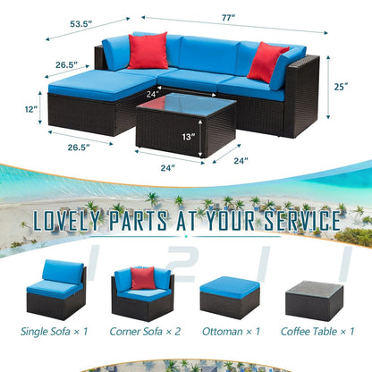 Homall 5 pezzi set di mobili da giardino in vimini divano componibile per esterni in rattan