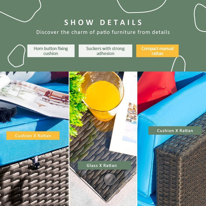 Homall 6 pezzi set di mobili da giardino divano componibile per esterni in rattan intrecciato manualmente set da conversazione per patio