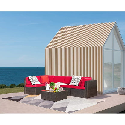 Homall 6 pezzi set di mobili da giardino divano componibile per esterni in rattan intrecciato manualmente set da conversazione per patio