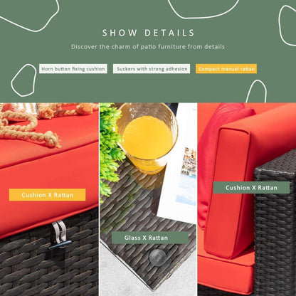 Homall 6 pezzi set di mobili da giardino divano componibile per esterni in rattan intrecciato manualmente set da conversazione per patio