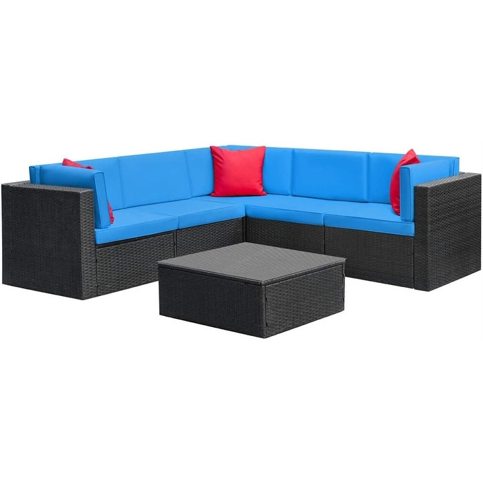 Set di mobili da giardino in rattan e vimini Homall da 6 pezzi