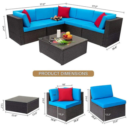 Set di mobili da giardino in rattan e vimini Homall da 6 pezzi