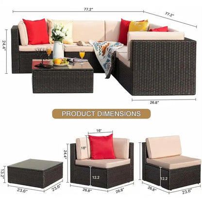 Set di mobili da giardino in rattan e vimini Homall da 6 pezzi