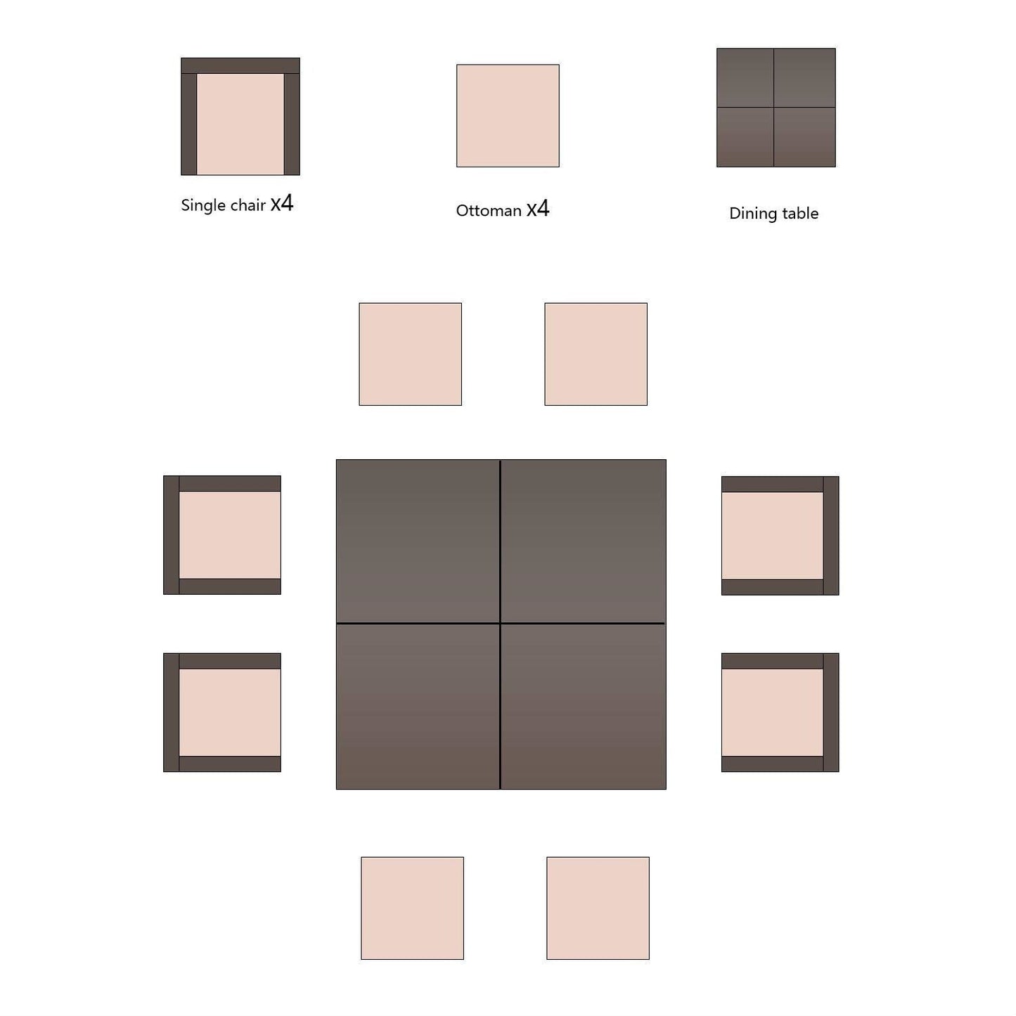 Homall 9 pezzi set da pranzo per patio sedie in rattan salvaspazio per esterni con tavolo in vetro set da conversazione componibile con cuscini