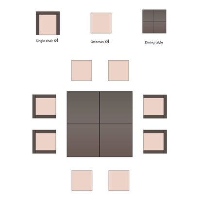 Homall 9 pezzi set da pranzo per patio sedie in rattan salvaspazio per esterni con tavolo in vetro set da conversazione componibile con cuscini