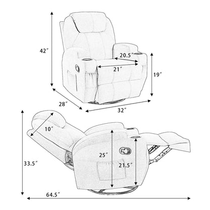 Poltrona reclinabile girevole per massaggi Homall, divano per soggiorno in tessuto