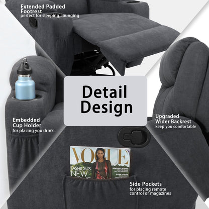 Poltrona reclinabile girevole per massaggi Homall, divano per soggiorno in tessuto