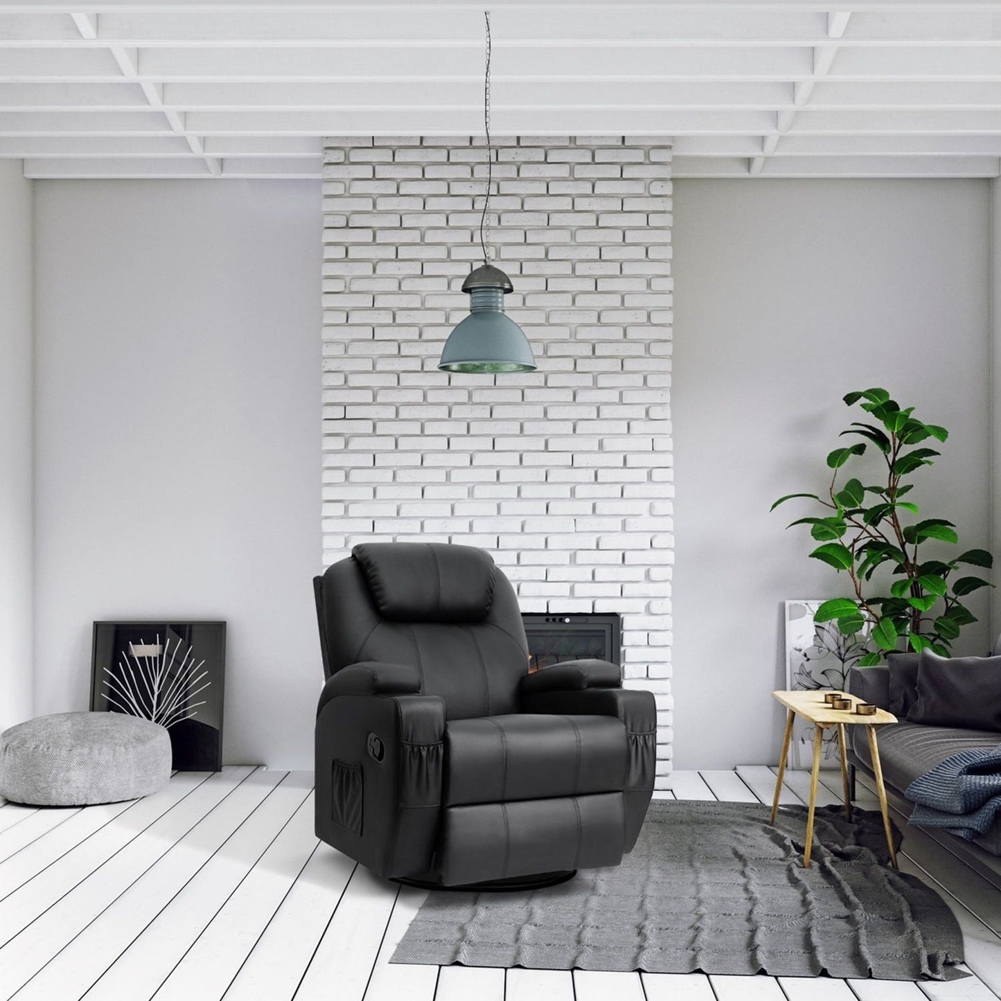 Poltrona reclinabile massaggiante Homall, girevole, riscaldata, in similpelle, per soggiorno