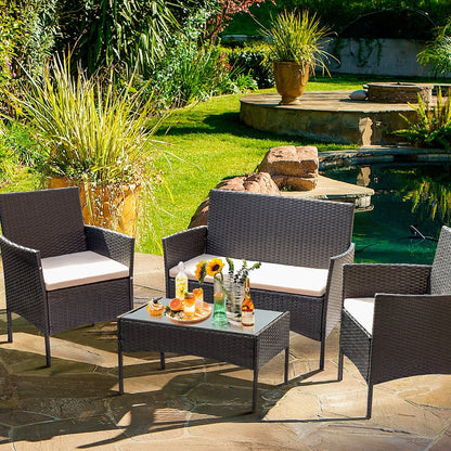 Set da esterno per patio Homall in rattan PE da 4 pezzi
