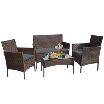 Set da esterno per patio Homall in rattan PE da 4 pezzi