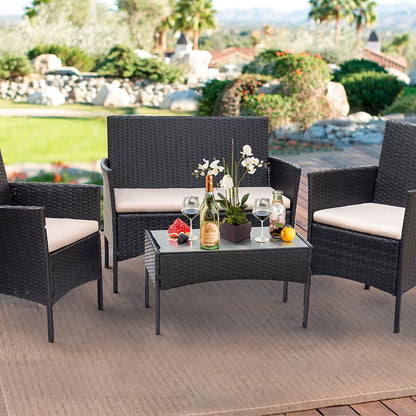 Set da esterno per patio Homall in rattan PE da 4 pezzi