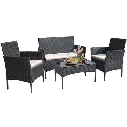 Set da esterno per patio Homall in rattan PE da 4 pezzi