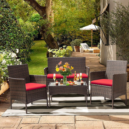 Set da esterno per patio Homall in rattan PE da 4 pezzi